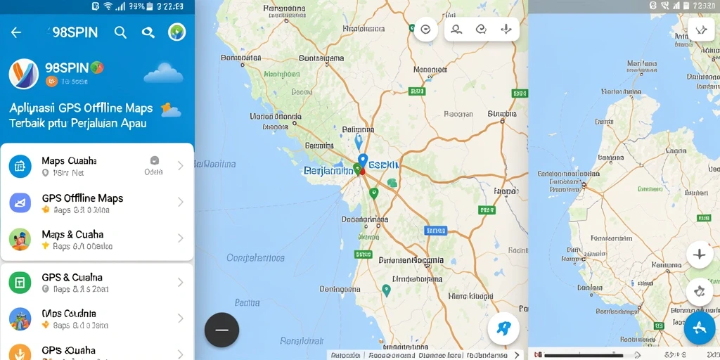 Tampilan antarmuka aplikasi 98SPIN untuk GPS Offline Maps.